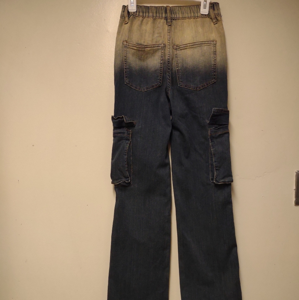 Mebon Women's Bleached Denim Cargo Bootcut Jeans Size 1 - Picture 4 of 10